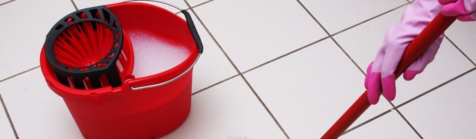 Mopping bathroom floor
